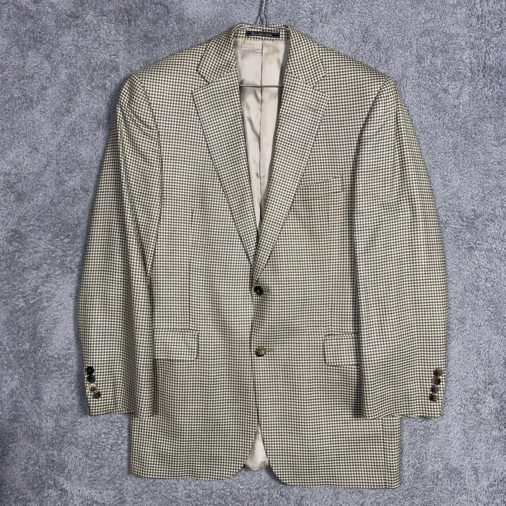 Jack Victor Sport Coat Mens 40R Wool Silk Houndstooth Blazer Jacket Landonwood